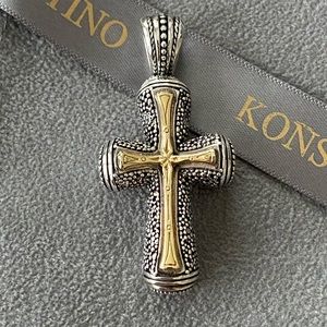 STUNNING, HEAVY,  LARGE 18KT & STERLING KONSTANTINO CROSS